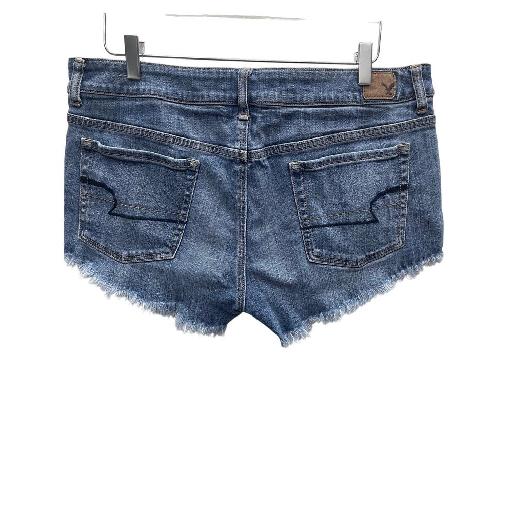 American Eagle Outfitters Stretch Floral Embroidered Denim Jean Shorts Size 14 - Picture 8 of 10